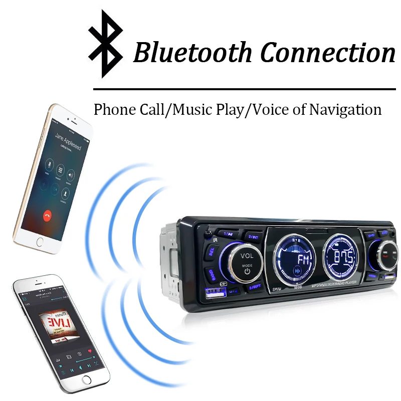 SINOVCLE Car Radio Audio 1din Bluetooth Stereo MP3 Player FM Receiver 60Wx4 Support Phone Charging AUX/USB/TF Card In Dash Kit | Автомобили