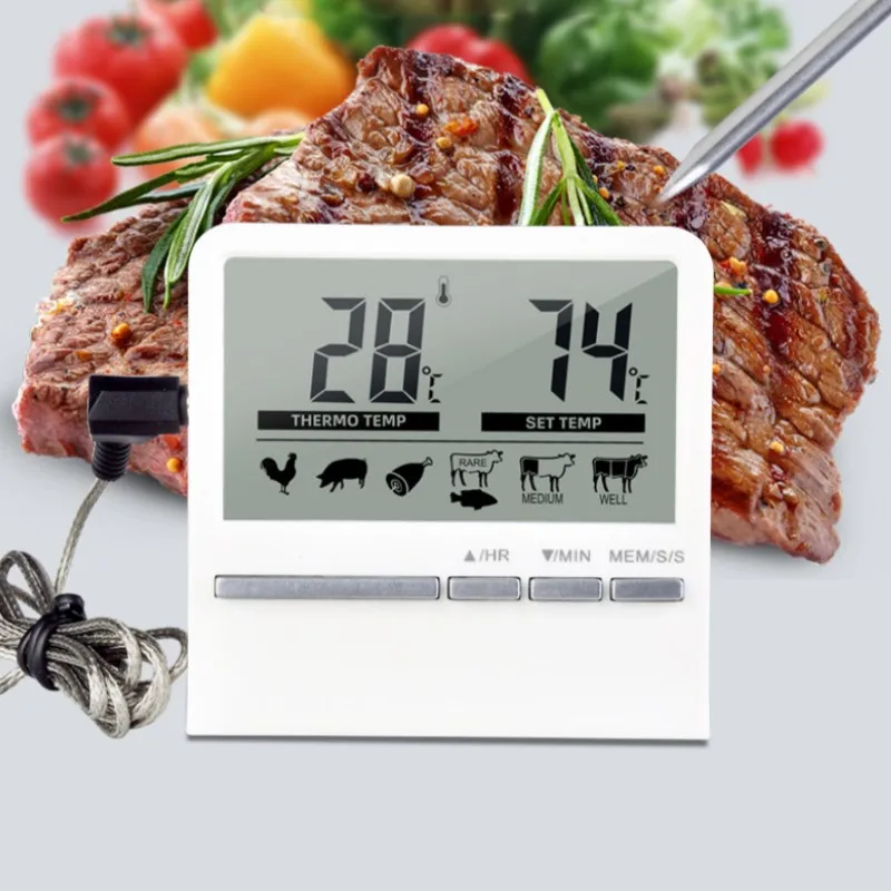 

Digital BBQ Meat Thermometer Grill Oven Thermomet With Timer & Stainless Steel Probe Cooking Kitchen Thermometer Dropshipping