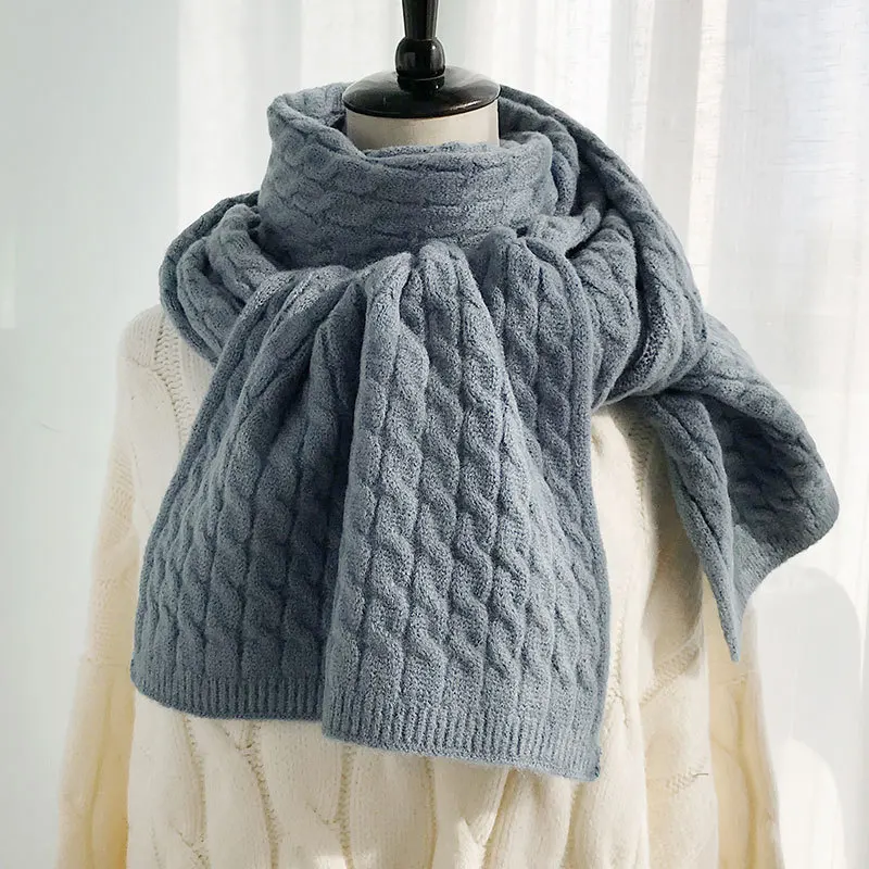 Женский вязаный длинный шарф теплый однотонный кашемировый мягкая шаль для зимы|