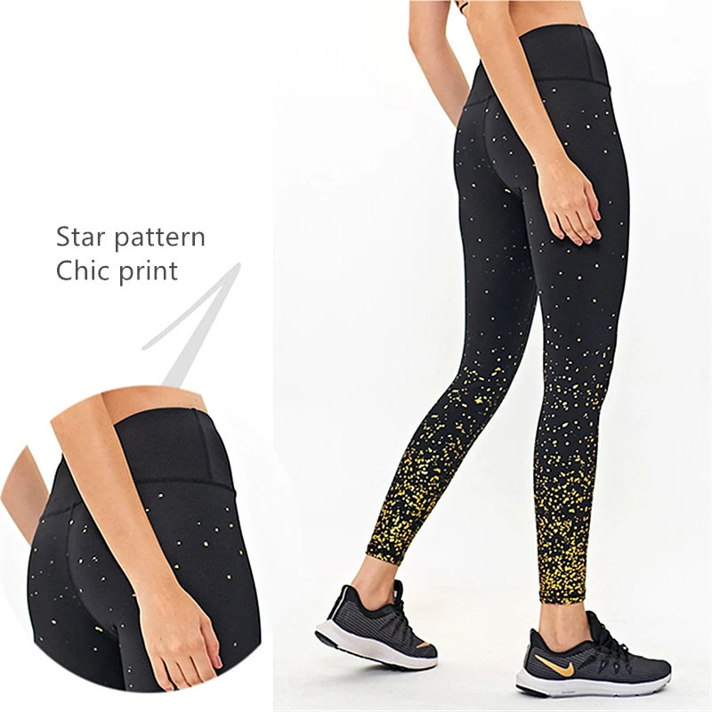 Леггинсы Oyoo женские с принтом звезд спортивные штаны для фитнеса и бега эффектом