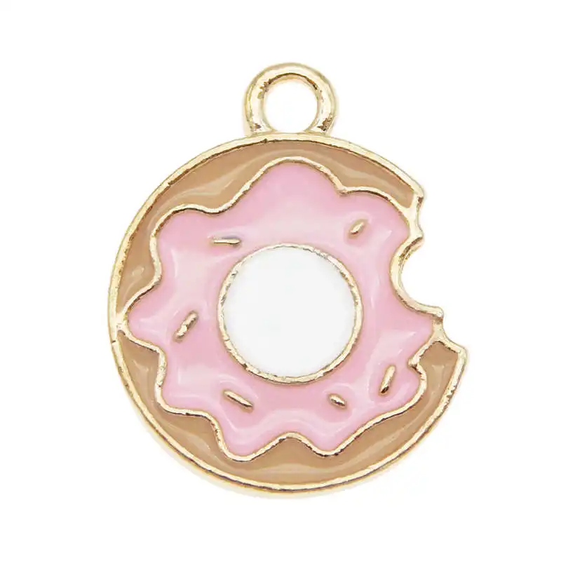 Julie Wang 10PCS Enamel Donuts Charms Alloy Gold Tone Artificial Food Necklace Bracelet Jewelry Making Accessory | Украшения и