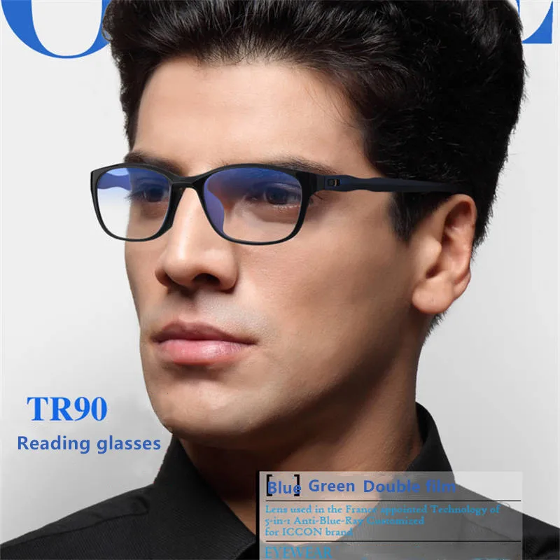 Tr90, анти-голубые очки для чтения, мужские, гибкие, высокое качество, увеличительное, дальнозоркость, компьютерные очки, очки, антиусталость, 1,5 2,0