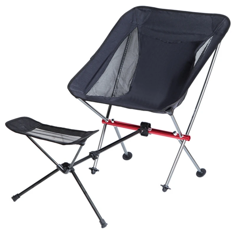 

Outdoor Folding Footrest Portable Recliner Footrest Extended Leg Stool Can Be Used with Folding Chair, Black
