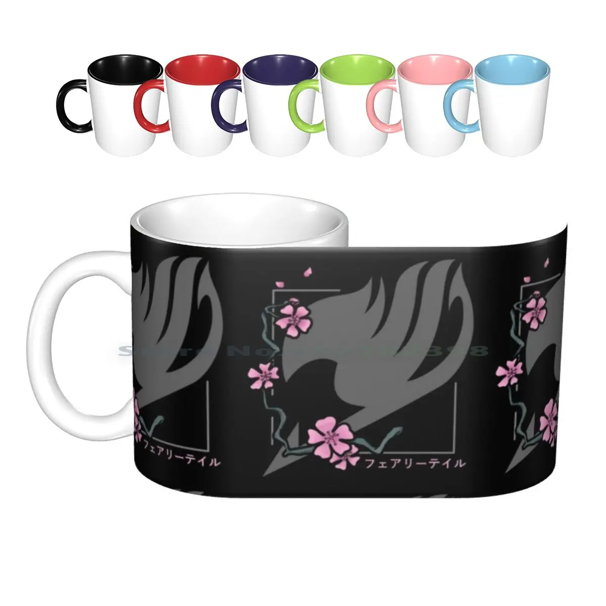 

Керамические кружки с изображением цветущей вишни, кофейные чашки, кружка для молока, чая, сказочный хвост, Гильдия гильдии, сказочный хвост...