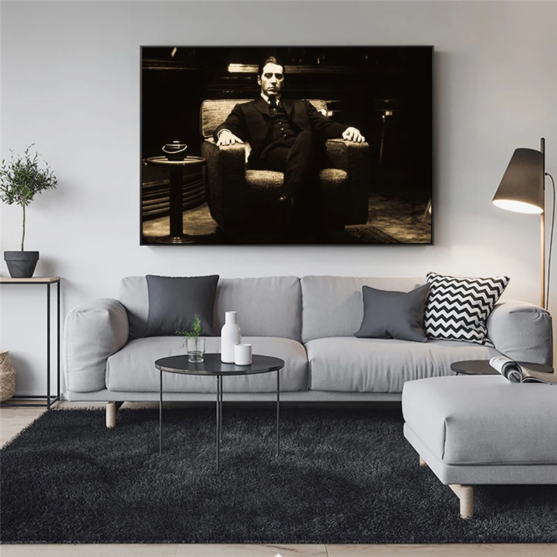 

Godfather Al Pacino Vintage Movie Wall Posters And Prints Black Black And White Godfather Canvas Art Paintings For Living Room