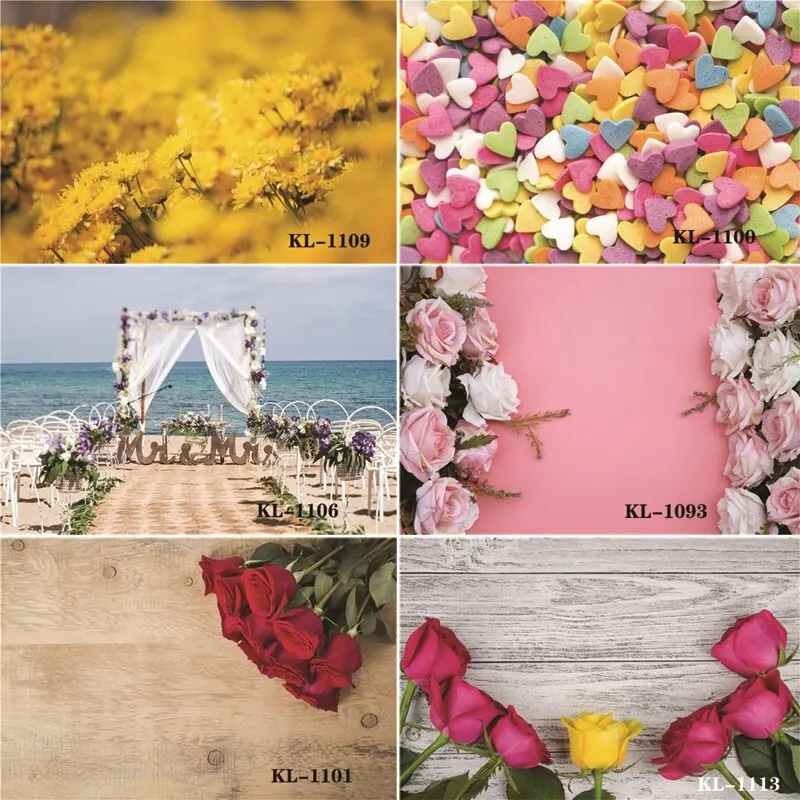 

Vinyl Custom Photography Backdrops Prop Flower and Wooden Planks Photography Background #0117