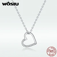 wostu 100 real 925 sterling silver the shape of love heart necklace mean love forever for women making fashion jewelry dxn347