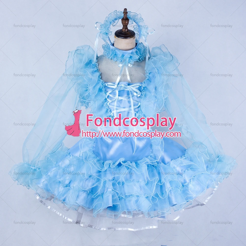 Сексуальная одежда для взрослых с крестом fondcosplay женское Короткое синее атласное