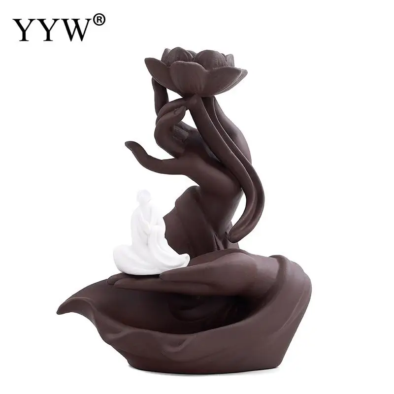 

Buddha Hand Lotus Backflow Incense Burner Smoke Waterfall Incense Burner Holder Censer Home Fragrance Stand Aroma Burner Decor