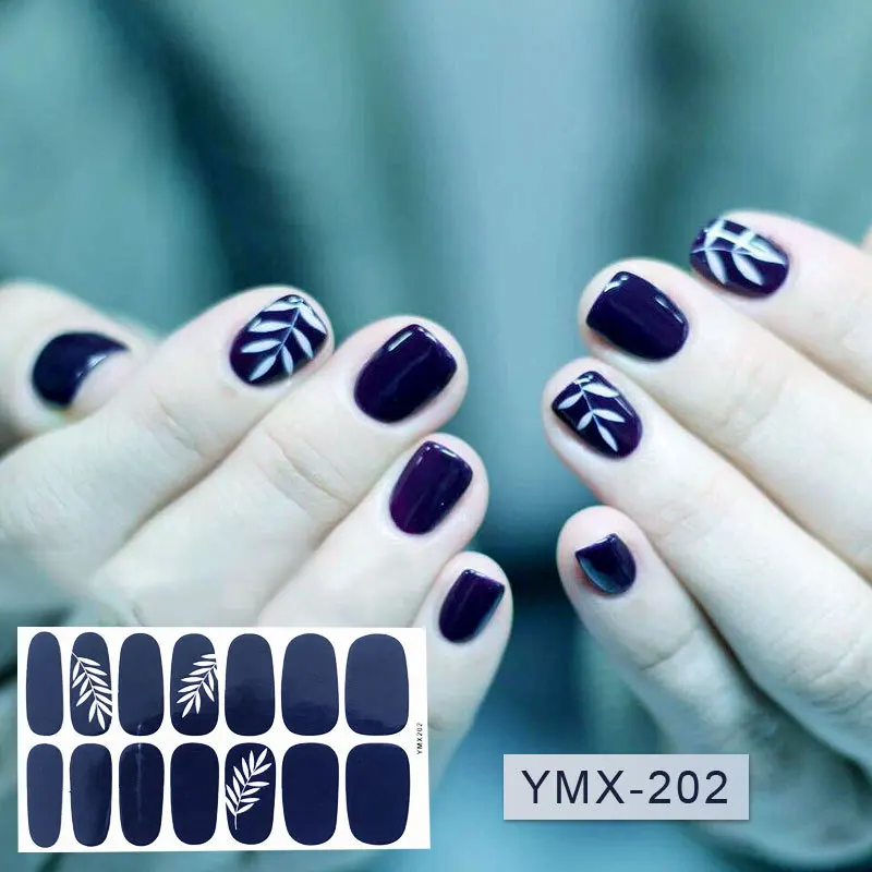 YMX202 14 типсов/листов, серия горячих цветов, Классическая коллекция, маникюрные полоски лака для ногтей, покрытие для ногтей, полный лист для ногтей, сделай сам, украшение для ногтей - Цвет: YMX202