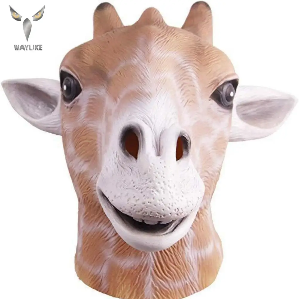 

WAYLIKE Halloween Realistic Eco-friendly Latex Mask Cute Animal Giraffe Head Mask Costume Cosplay Funny Party Masks Halloween Da