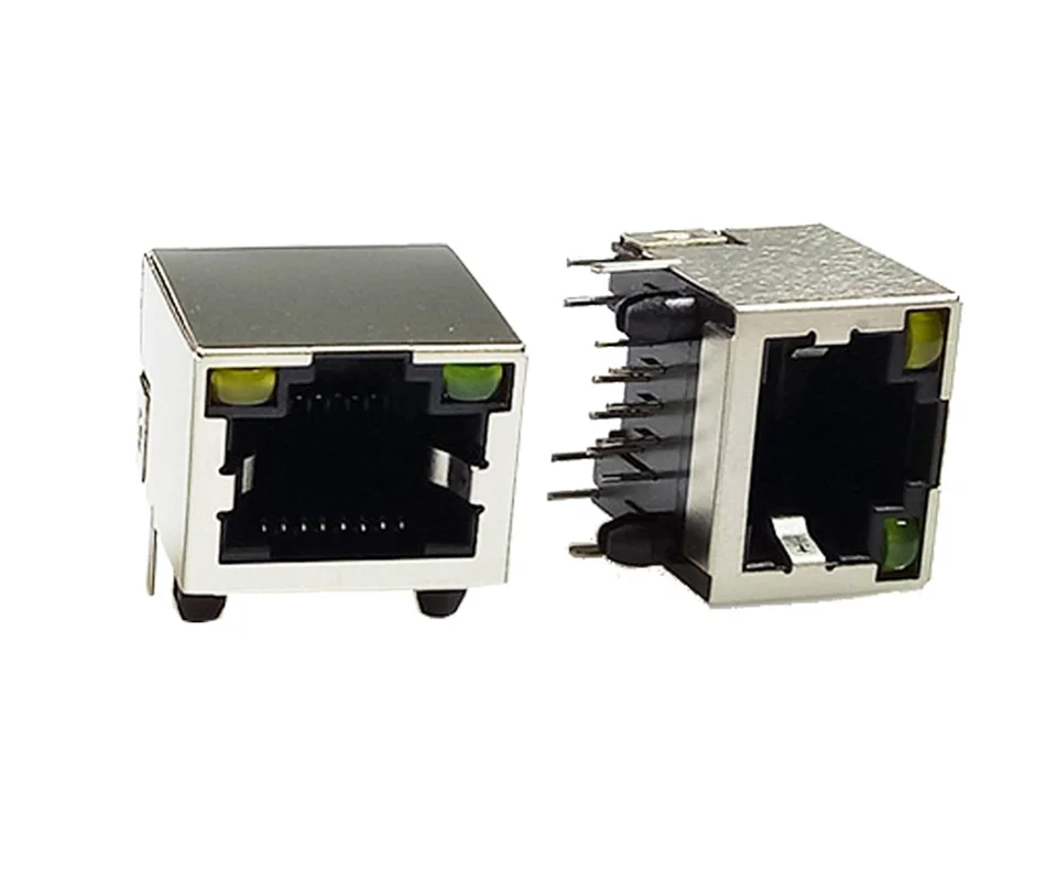 10 шт./лот 8P8C RJ45 PCB Панель Крепление разъем w/желтый зеленый светодиодный светильник один RJ45 Женский Разъем терминал для сети Ethernet