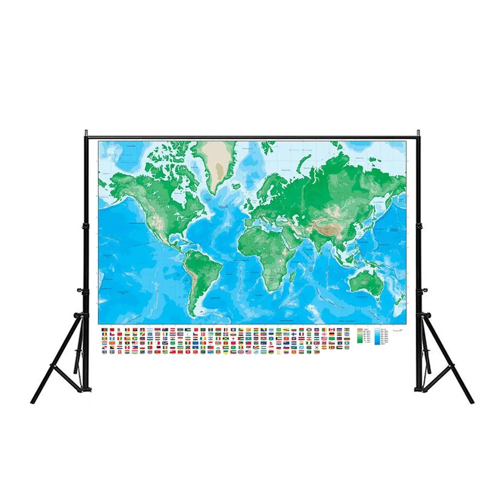 150x225 см карта мира проекция Меркатора Нетканая высоты с национальным флагом |