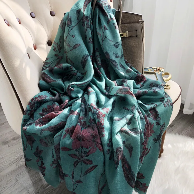 Шаль роскошный брендовый тонкий женский шарф большого размера на сезон осень