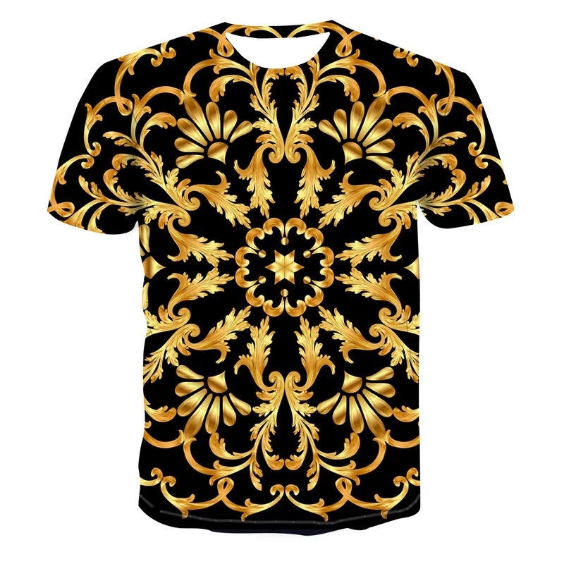 

Baroque Summer Men's Oversized T-shirt 3d Fashion Print Round Neck Short Sleeve Casual Tees