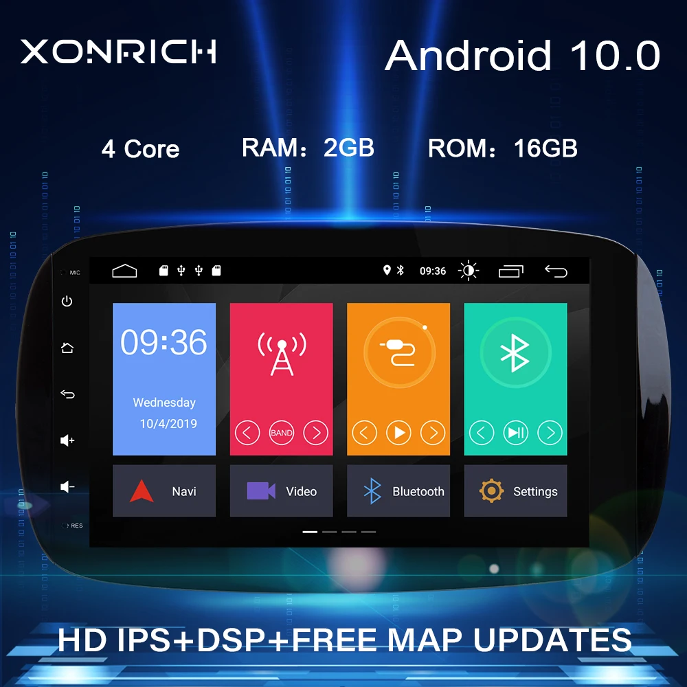 2 Din Android 10 0 автомобильный радиоприемник мультимедийный плеер для Mercedes/Benz Smart Fortwo