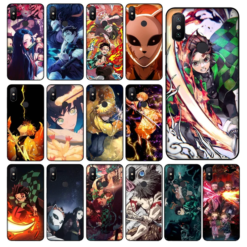 Аниме Demon Slayer Kimetsu no Yaiba черный чехол для телефона Xiaomi Mi 9 8 SE Note 3 Mix 2 2s Resmi 5 redmi note