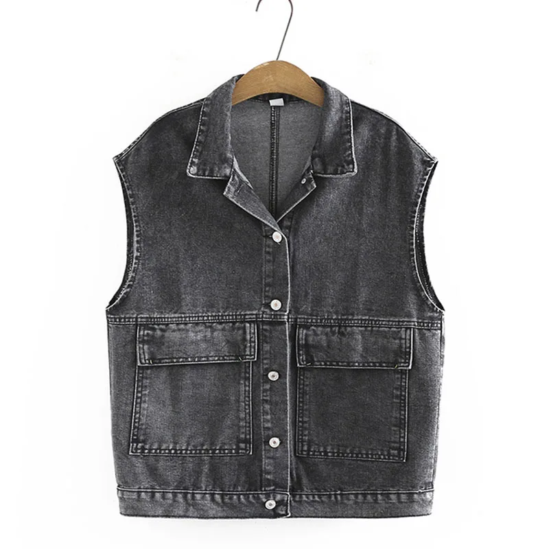 

Autumn Vests Women Clothing Plus Size Outerwear New Jacket Casual Sleeveless Female Denim Waistcoat
