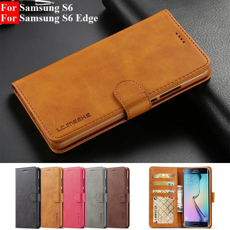 Чехол для Samsung Galaxy S6 кожаный Винтажный чехол телефона откидной Магнитный Кошелек