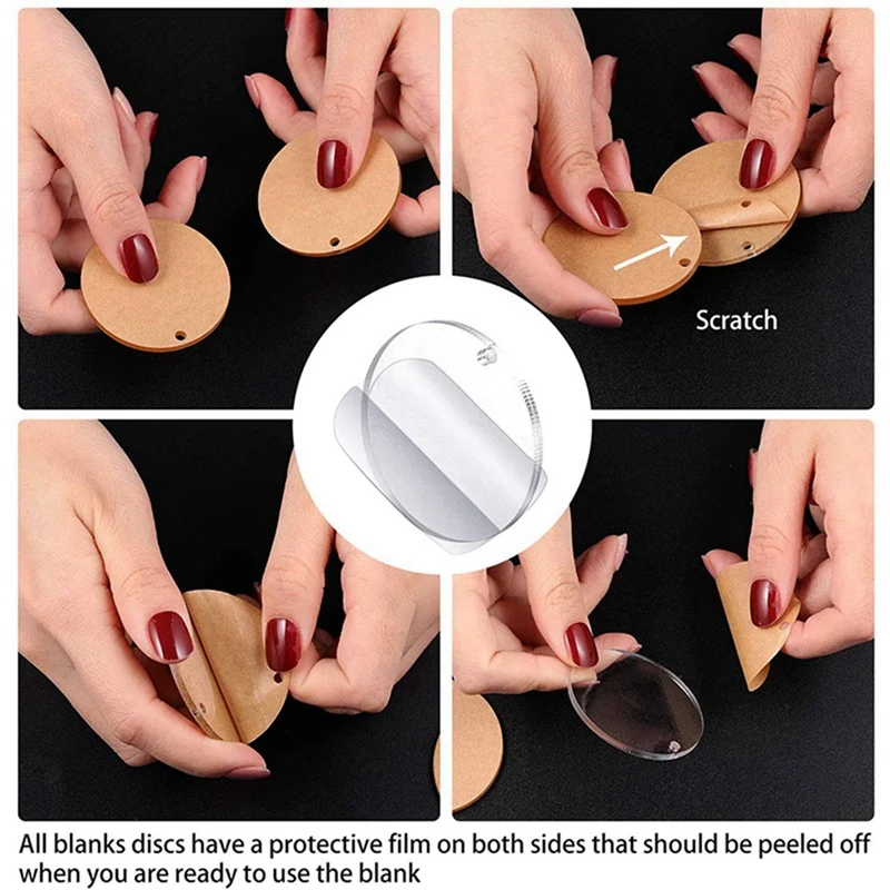 

144 Key Chain Tassels, Transparent Acrylic Disc with 350 Pcs Keychain Tassels Set and 50 Pcs Gold Cap Tassel