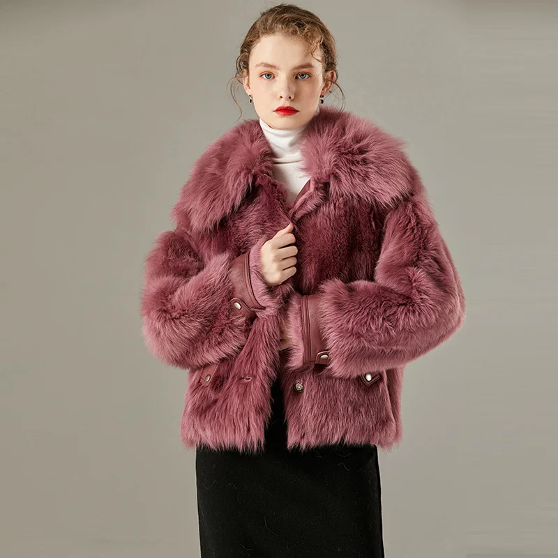 

Женское меховое пальто из Тосканского меха, зимнее Короткое шерстяное пальто в стиле пэчворк, новинка 2020