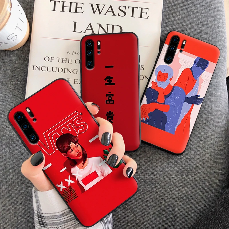 Чехол для телефона с изображением красных котов губ Для huawei p20 p 30 lite Pro P smart mate 10 Y9