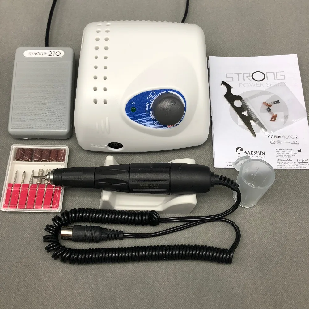 strong65W manicure machine 35K/40K/45K Electric Nail Drill Machine Strong 210 Manicure Pedicure Nail File Bit Nail Art Equipment