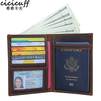 genuine leather male wallet photo holder passport card holder passport cover crazy horse leather rfid credit card for men travel