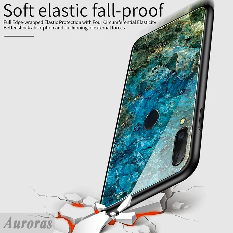 Auroras чехол из закаленного стекла для Realme 3 Pro с мраморным принтом мягкого ТПУ