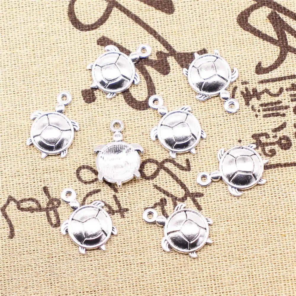 

Turtle Charms Supplies For Jewelry Making Kit Antique Silver Color 20pcs 15x22mm