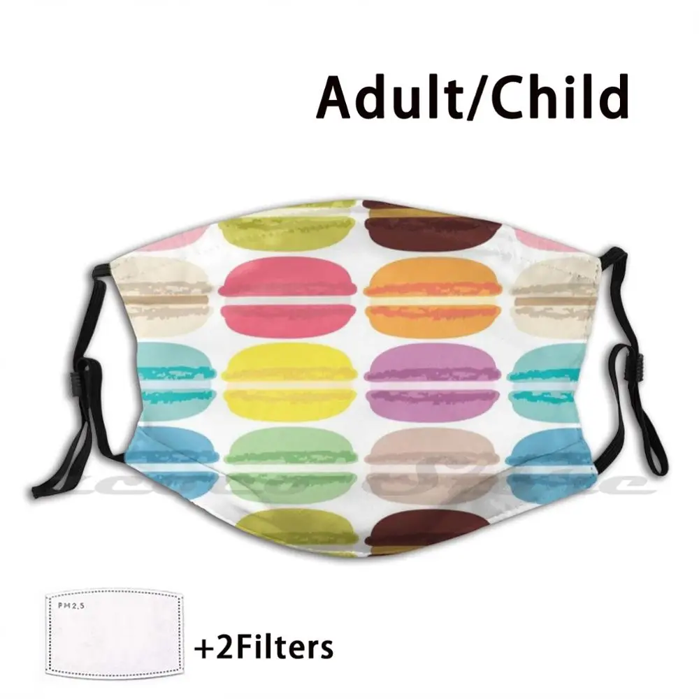

Rainbow Macarons Pattern Custom Pattern Washable Filter Pm2.5 Adult Kids Mask Macarons Cookies Girly Cute Colorful French