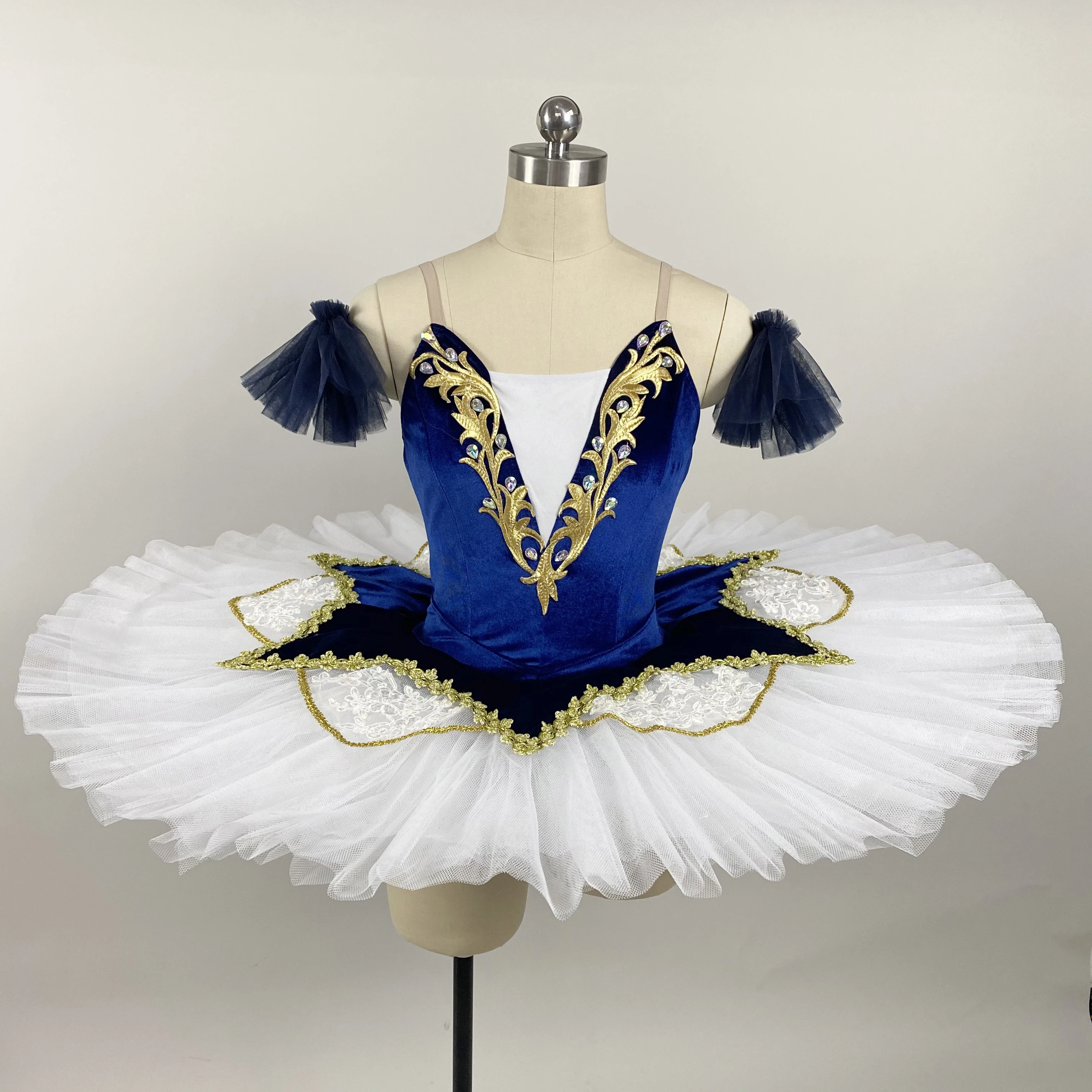 

2022 Custom Size Performance Velvet Blue Professional Ballet Adult Pancake Swan Lake Tutu Women