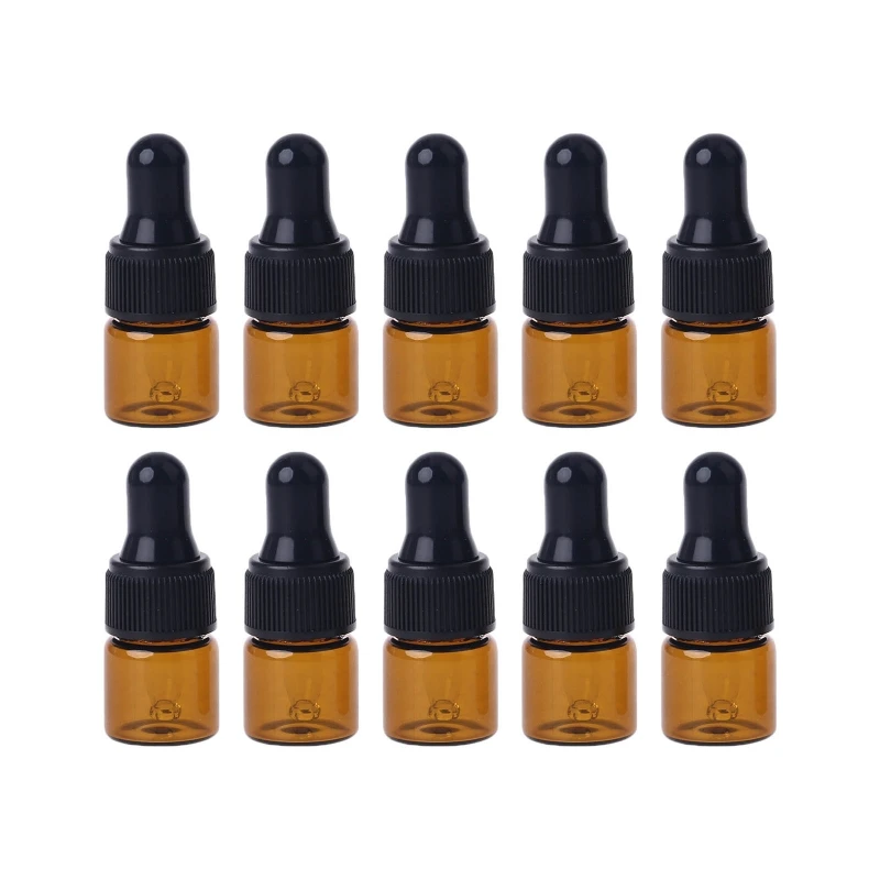 YAS Amber Glass Dropper Bottles With Black Cap for Essential Oil Perfume Sample Bottle Aromatherapy 1/2/3/4/5ml 10pcs/set | Красота и