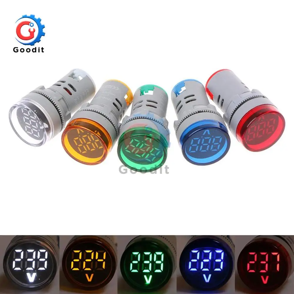 Цифровой вольтметр постоянного тока Круглый детектор напряжения тестер 22 мм