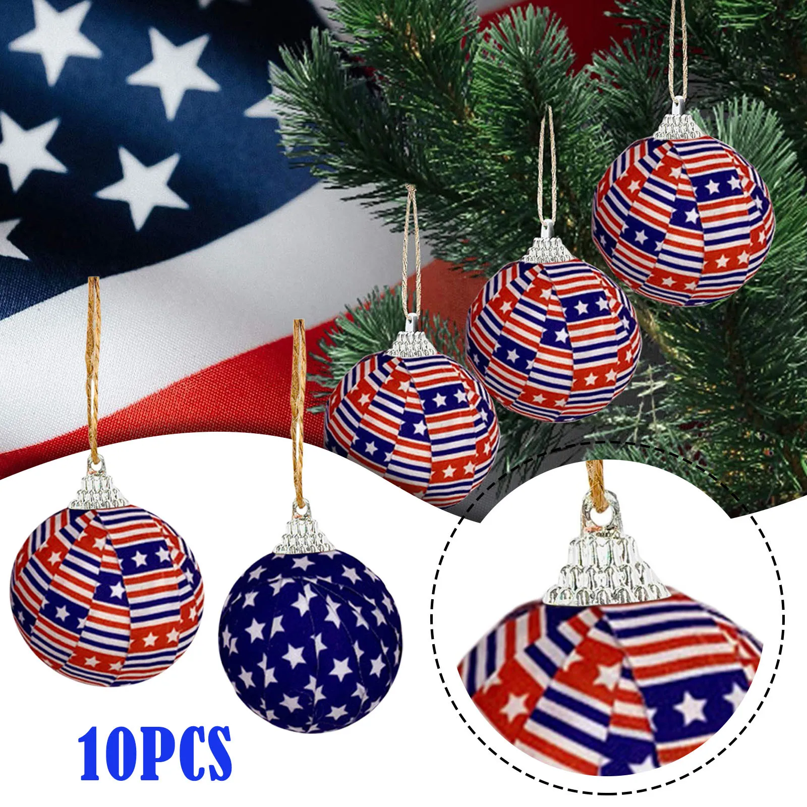 День Независимости круглый шар дерево Подвески Декор тканевый мячик украшения