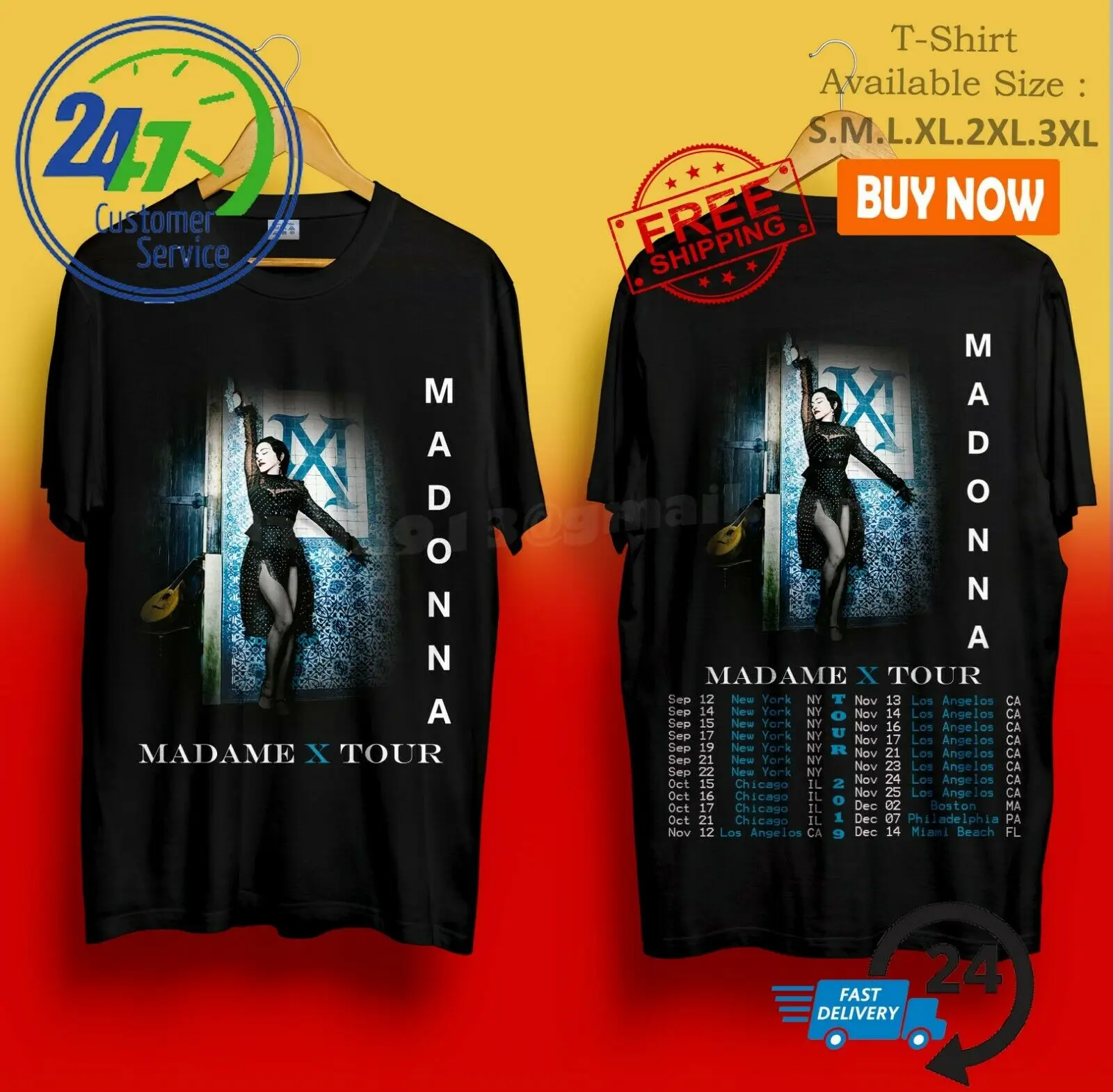 Madonna Madame X Tour 2019 U.S.A модная черная футболка Размер S 3Xl| |