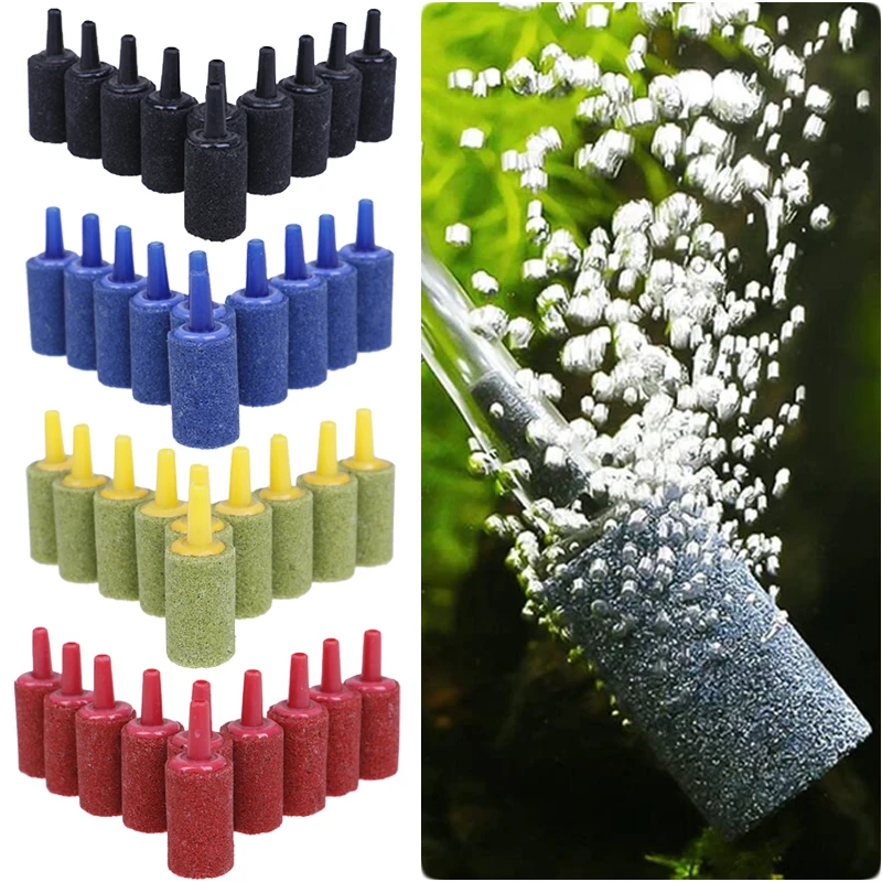 

10Pcs Aquarium Air Stone Mineral Bubble Diffuser Fish Tank Aeration Aerator Diffuser Airstones For Air Pump Accessories Bule Red