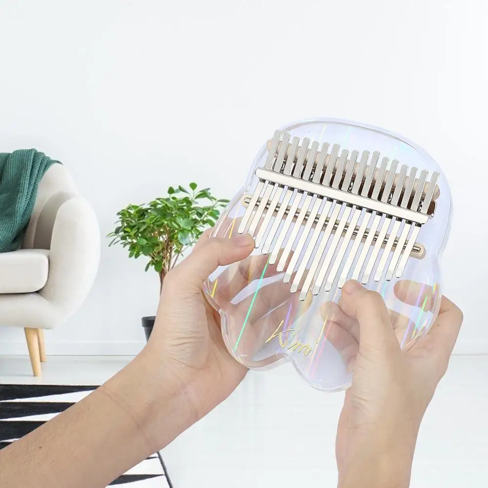 Калимба Кими акриловый 17 ключ прозрачный палец фортепиано Mbira санза с тюнером