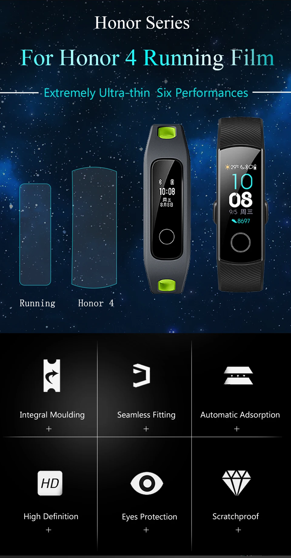 Защитный ремень для huawei Band 4, ремешок для бега huawei band 5, мягкая защитная пленка из ТПУ HD для huawei Honor band 4 smart