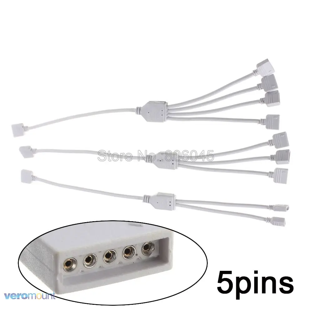 

5Pin RGBW Spiltter Connector HUB 1 to 2 3 4 Splitter Female Extension Wire Cable For RGBWW LED Strip SMD 5050