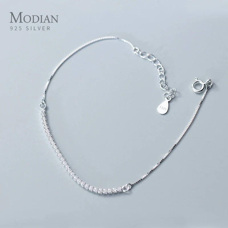 Modian Модный Блестящий прозрачный CZ геометрический браслет для женщин 925