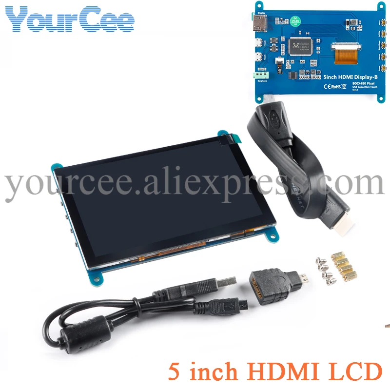 

5 inch Portable Monitor HDMI 800x480 5" Capacitive Touch Screen LCD Display Module for Raspberry Pi 4 3B+/ PC/Banana Pi