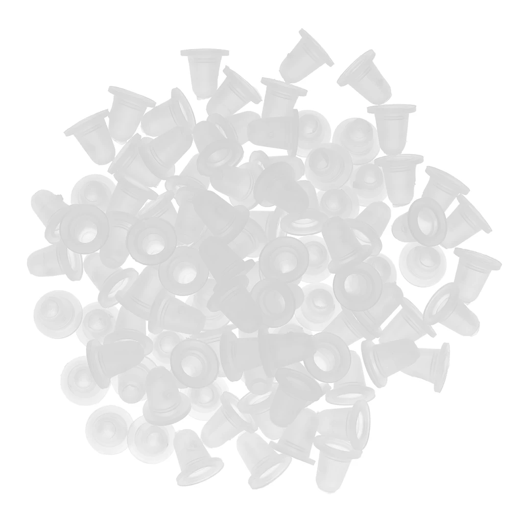 

100pcs Microblading Pigment Cup Caps Silicone Ink Holder Tattoo Supply