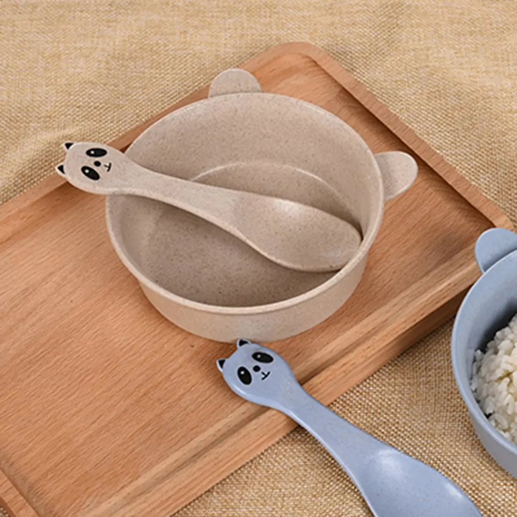 Милая Детская миска с мультяшным медведем и ложкой для риса контейнер хранения