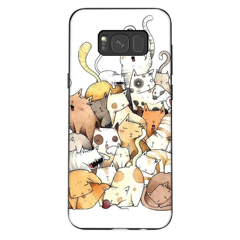 Phone Case for Samsung M10 M20 M30 M40 S6 S7 Edge S9 S8 S10 S10E Plus Note 8 9 10 Cute cartoon cat1 | Мобильные телефоны и
