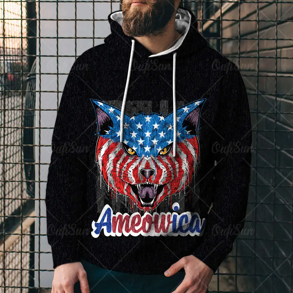 Толстовка с капюшоном в виде флага США для мужчин и женщин модная спортивная