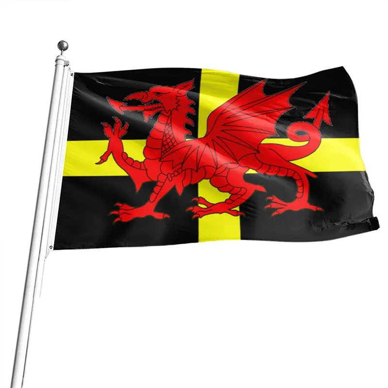

3x5 футов St Davids крест с вельшированной фототаблицей полиэстер с латунными прокладками для помещений и улицы 90x150 см