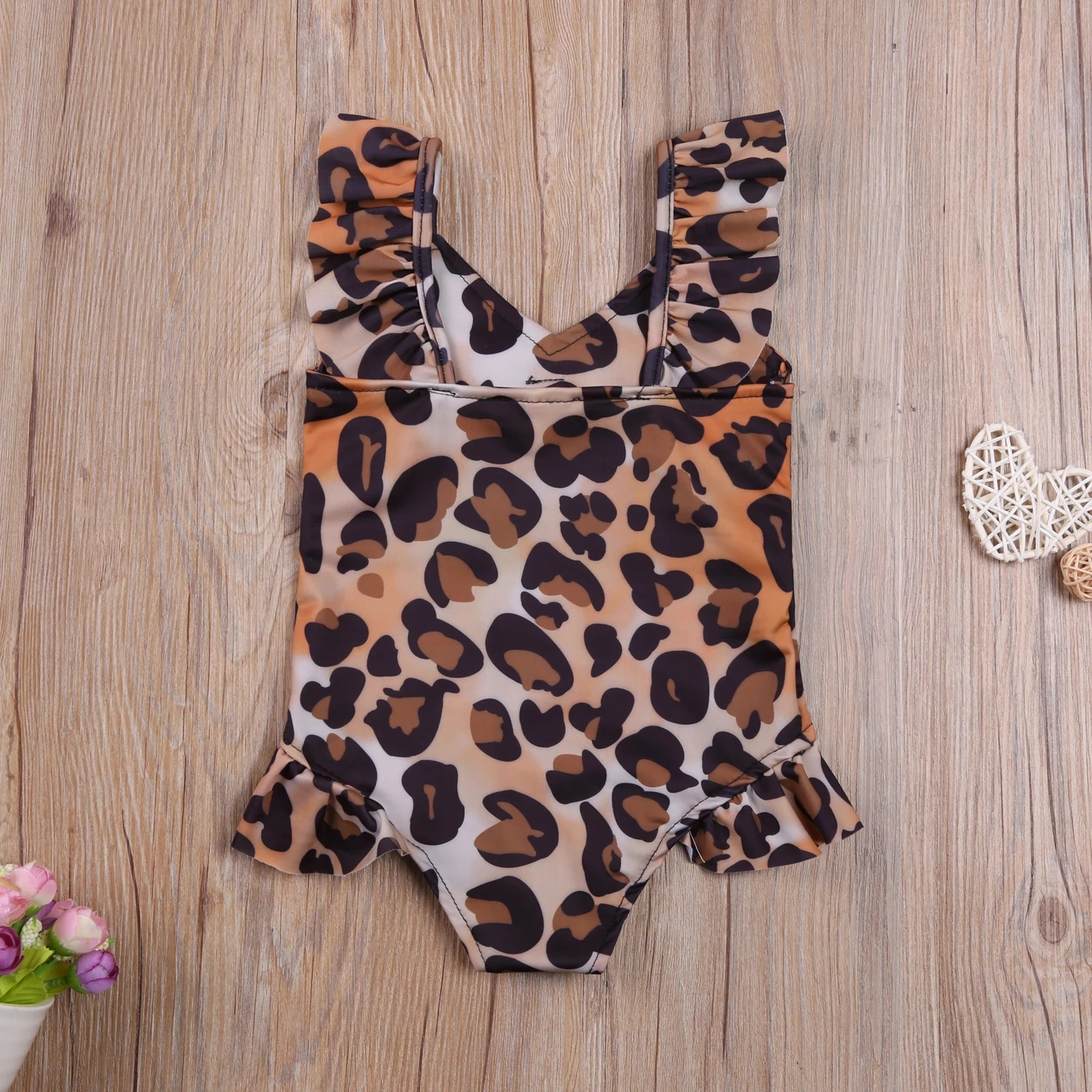 

Baby Summer Ruffled Swimwear, Leopard/Snake/Floral Print Ruffle Sleeve V-Neck Hollow Out Swimsuit for Toddlers