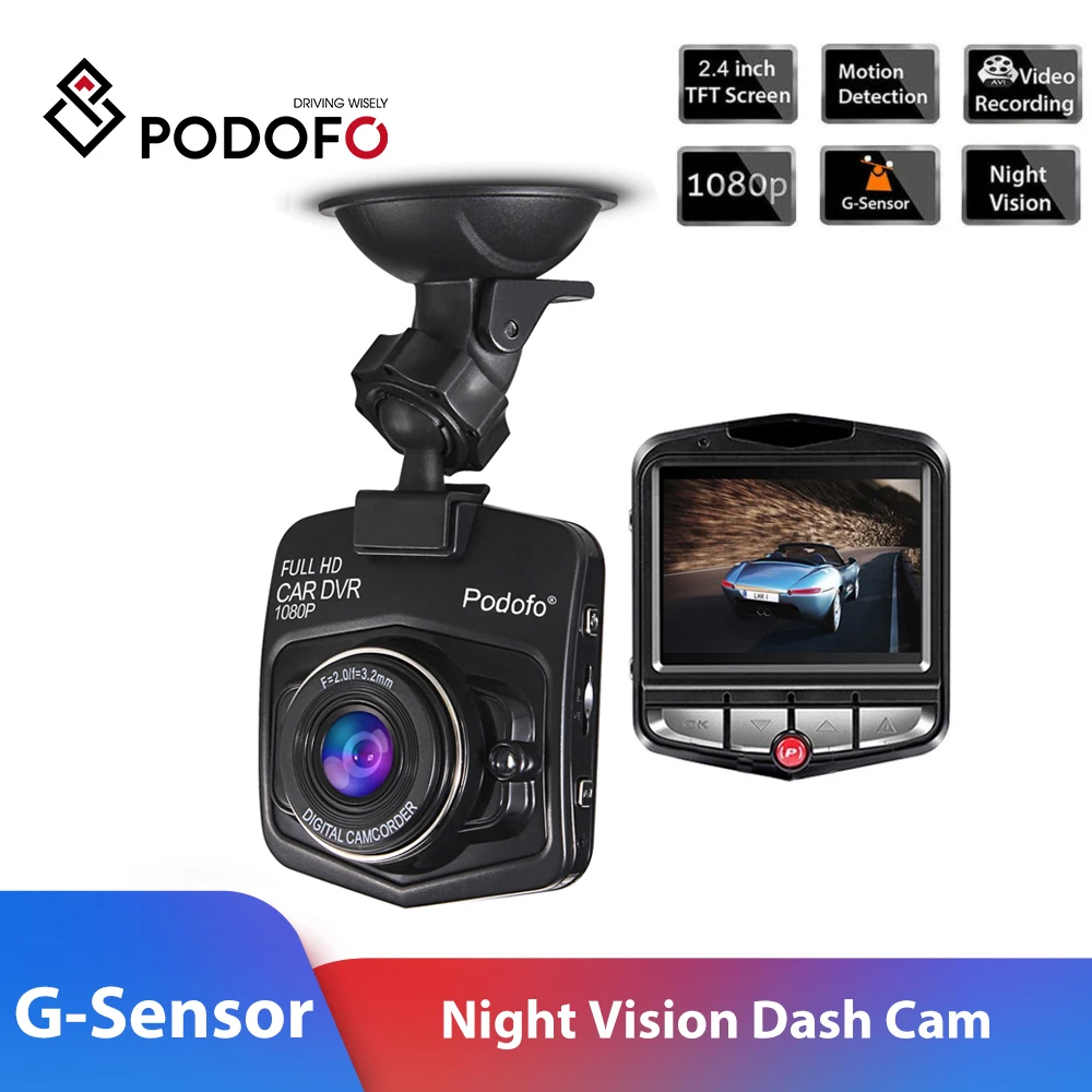 

Podofo G-sensor Night Vision Mini Car DVR Camera Full HD 1080P Dash Camera Video Registrator Recorder Dash Cam Driving Recorder