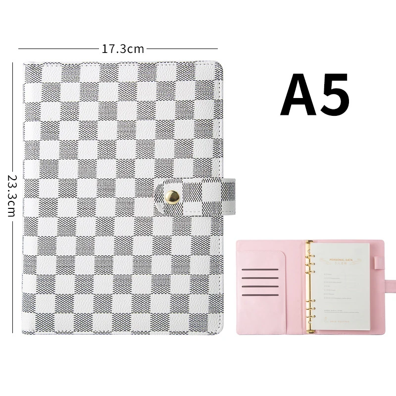 

A5 A6 Custom Ring Binder Square Grid School Diary Organizer Planner Agendas Notebooks Leather Waterproof Notepad Office Supplies
